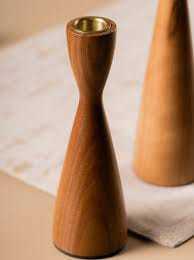 Ensemble de 3 chandeliers modernes en bois pour bougies coniques, support à bougies en bois brun, décoration de table - Product Image 3