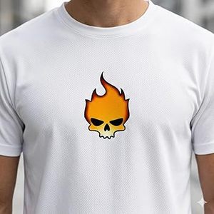 T-shirts d'été décontractés à col rond, manches courtes, coupe ajustée, respirants, écologiques, avec imprimé graphique tête de mort de designer, en tricot - Product Image 2