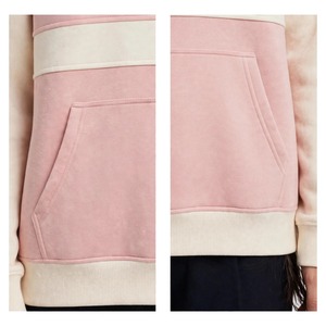 NEXTEX Unisex Patchwork Hoodie Pink Plaid <b>Cream</b> Band Color Block Pullover Soft Cotton <b>Fleece</b> Hooded Sweatshirt <b>Women</b> - Product Image 5