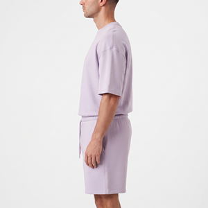 Ensemble décontracté homme été nouveau style : T-shirt à manches courtes à carreaux avec logo personnalisé et short droit ample grande taille - Product Image 2