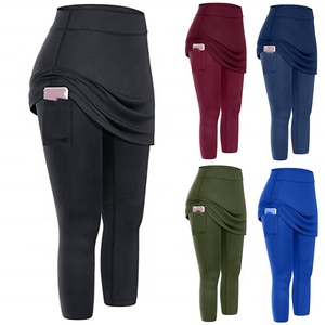 High Waist Yoga <b>Leggings</b> <b>With</b> <b>Pockets</b> Solid Color Full Length Spandex Polyester Elastic Waist Asymmetric Design Women's Pants - Product Image 1