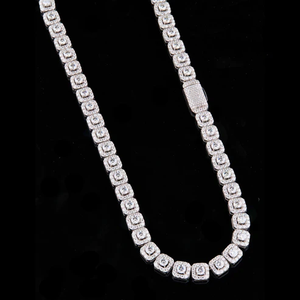 Moissanite Tennis <b>Necklace</b> Iced Out Silver Chain Luxury Jewelry Elegant Sparkling <b>Statement</b> <b>Necklace</b> For Women - Product Image 2