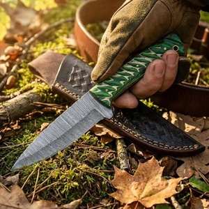 Couteau de chasse de poche à lame droite, motif Damas, fait main sur mesure, EDC, prêt pour FBA, survie en extérieur, dépecage, bushcraft - Product Image 4