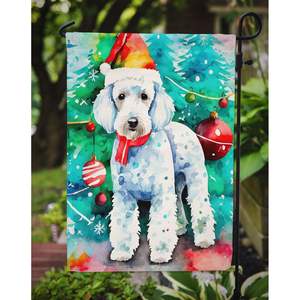 Drapeau de jardin de Noël Bedlington Terrier multicolore Bannière décorative de cour pour patio Oeuvre d'art pour boîte aux lettres et parterres de fleurs Taille de cour - Product Image 3