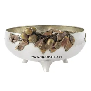 Modern <b>Serving</b> <b>Bowl</b> White Luxury Design With Gold Flower Leaf New Stylish Modern Design Decoration <b>Bowl</b> <b>Large</b> <b>Bowls</b> in Low Price - Product Image 1