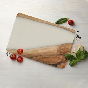 Resin Epoxy Wave Rectangle Non-Toxic Easy to Clean Dishwasher <b>Safe</b> 1.3cm Thick Chopping Block with Resin <b>Knife</b> Handle - Product Image 6