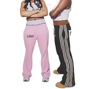 Double <b>Waisted</b> Polyester/Cotton Trackpants with Side Stripes Men's Casual Baggy Jogger Pants Custom Design Heavyweight - Product Image 5