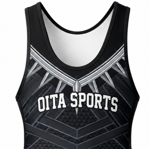 Men Black Gray Sublimated Wrestling Singlet <b>Athletic</b> Polyester Wrestling Suit Training Match Performance Sports Clothing - Product Image 4