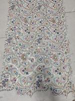 Base en coton naturel tricoté, brodé, motif mandala circulaire à sequins, pour veste ethnique femme, lehenga de mariée, abaya