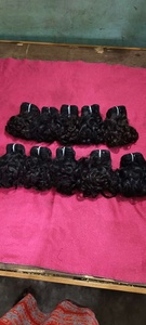 Bouncy <b>Curly</b> Raw Human Hair Drawstring Machine Double Weft 30 Inches Thick Natural Texture <b>Extensions</b> - Product Image 3