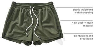 Shorts décontractés pour hommes en spandex/polyester, taille élastique avec cordon de serrage, légers, respirants, confortables, pour l'entraînement sportif - Product Image 5