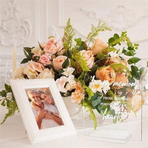 Panneau de mariage XH moderne en acrylique blanc rectangulaire, imprimé UV, écologique, 5"x7" avec base de 1/8" d'épaisseur pour événements et fêtes - Product Image 4
