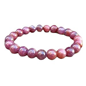 Bracelet unisexe écologique en pierres précieuses de rubis naturel de 3-4 mm, forme ronde, facetté, avec fermoir plaqué or de 7 pouces - Product Image 3