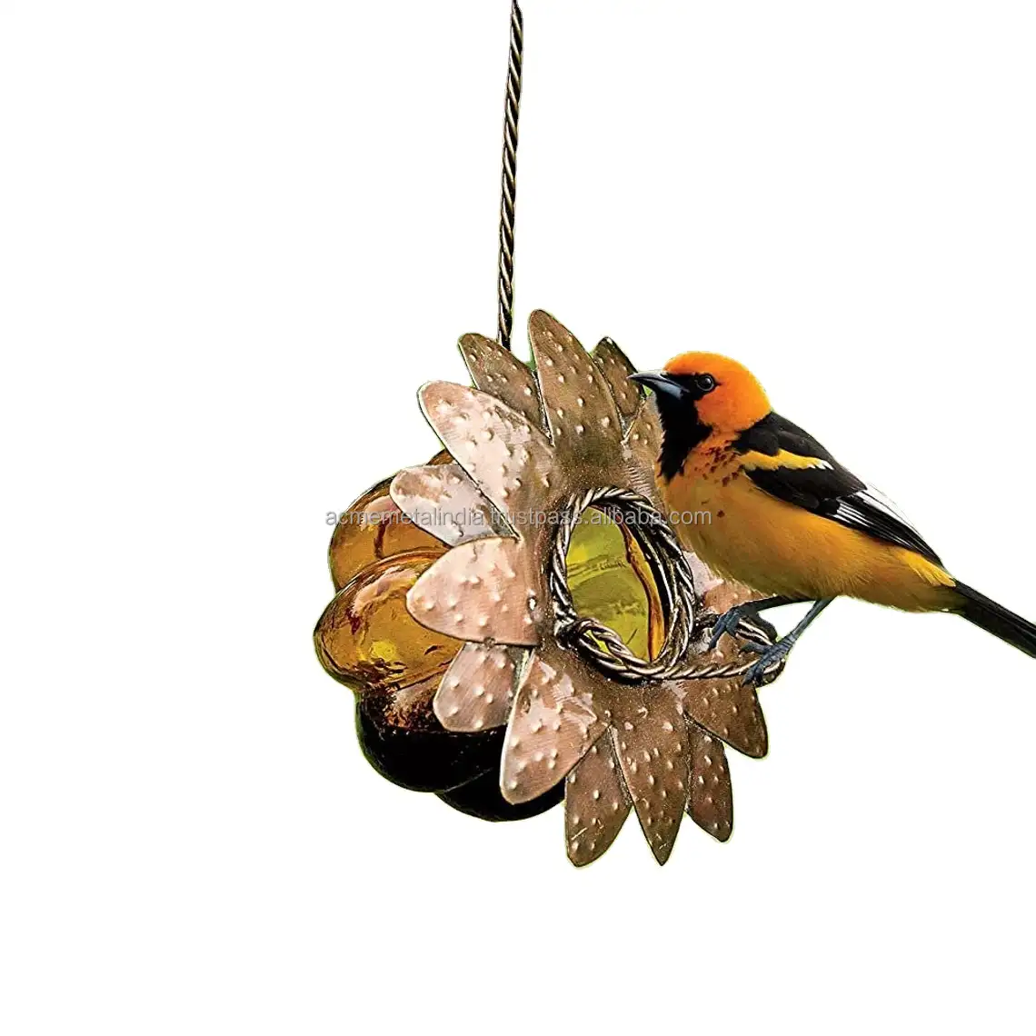 Kuş besleyici Metal bakır şemsiye tasarım açık bahçe Yard tohumu asılı dekoratif kuş besleyici/gıda tutucu açık aksesuarları
