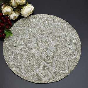 Set de table classique fait main avec broderie de perles pour événements festifs, décoration de la maison, tapis de table décoratif pour café et table à manger - Product Image 4