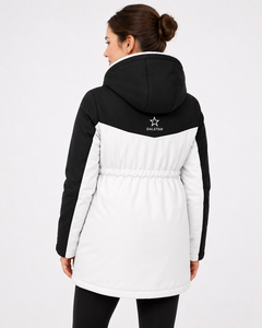Veste matelassée d'hiver pour femme SALSTAR, à capuche, coupe-vent, en polyester, chaude, avec logo sur le devant, noir et blanc, bicolore - Product Image 2