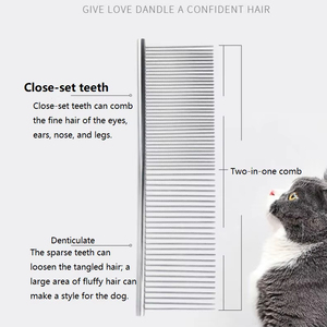 Hair comb 19_16cm Professional Stainless Steel Comb Top High Quality for Long Thick Hair <b>Pet</b> Grooming <b>Brush</b> for Dogs and Cats - Product Image 6