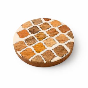 HASAN CRAFT Sous-verre en bois à motif oriental incrusté, design de luxe, antidérapant, jetable, épaisseur personnalisable pour la protection de la table - Product Image 1