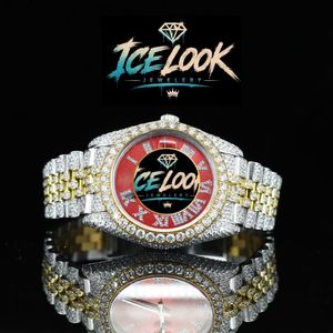 Reloj de Cuarzo de Lujo ICE LOOK para Hombre, Correa de Acero Inoxidable, Bisel de Cristal Moissanite, Estilo Hip Hop, Fecha Automática, Regalo - Product Image 1