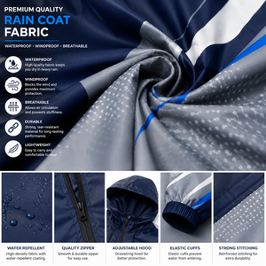 Manteau de pluie à capuche personnalisé, fin, imperméable, sublimation, pour hommes, en polyester enduit de PVC, long, doublure en maille, coupe-vent, pour le travail en extérieur, OEM ODM - Product Image 5