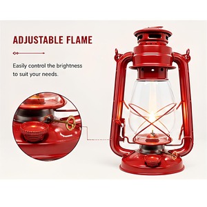 Export Quality Vintage <b>Hurricane</b> <b>Lantern</b> Metal Glass Kerosene Lamp Red Lalten Hanging Light For Camping Available For Sale - Product Image 3