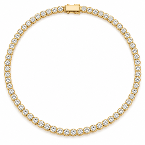 สร้อยคอเทนนิสชุบทอง 14K เงินแท้ 925 ประดับเพชร CZ ขนาด 5 มม. ความยาว 20 นิ้ว - Product Image 1