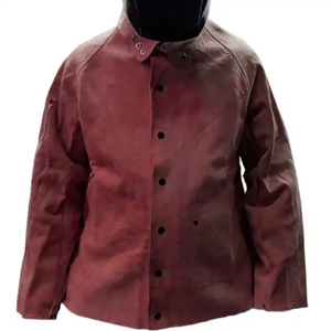 Veste de soudeur en cuir de vachette pleine fleur de qualité supérieure, résistante, avec éléments de sécurité réfléchissants, logo personnalisable, résistance à la chaleur et aux étincelles - Product Image 5
