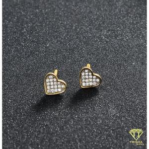 Elegant <b>Heart</b> Lab Grown Diamond Stud <b>Earrings</b> 925 Sterling <b>Silver</b> Gold Plated Premium Cluster Jewelry - Product Image 6