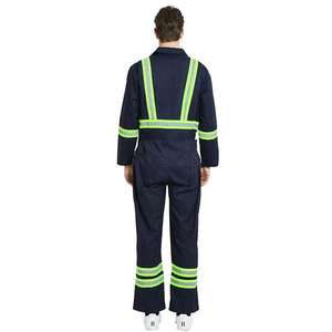 Ensemble de vêtements de travail industriels bleu marine, veste de sécurité réfléchissante et pantalon, uniforme d'ingénieur en deux pièces, combinaison de travail de construction - Product Image 6