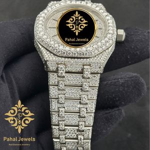 Montre de luxe Pahal Jewels avec diamants, boîtier rond en acier inoxydable de 40 mm, mouvement analogique, fermoir pliant lumineux, unisexe - Product Image 4