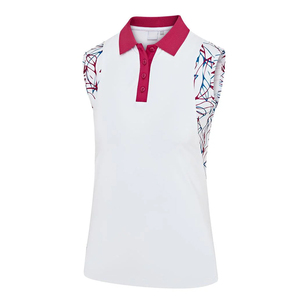 เสื้อโปโลกอล์ฟแขนกุดสีขาวสำหรับผู้หญิงแบบสั่งทำพิเศษ คอปกพับได้ ขายส่งเสื้อโปโลสำหรับผู้ใหญ่ - Product Image 3