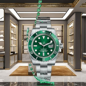 นาฬิกาข้อมือสแตนเลสสตีล 41 มม. ระบบจักรกล ดีไซน์หรูหราสไตล์วินเทจ คุณภาพสูง หน้าปัดและขอบตัวเรือนสีเขียว สายขนาด 22 มม. พร้อมเข็มเรืองแสงและตัวเลขเรขาคณิต - Product Image 5