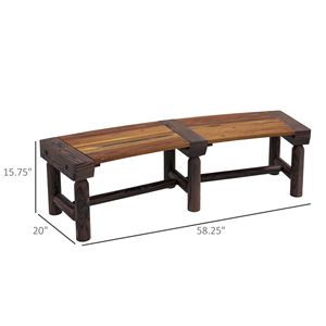 Panca da Giardino Semicircolare in Legno Marrone, Panca Avvolgente per Esterni, Ideale per Cortili, Terrazze, Parchi e Centri Commerciali - Product Image 3