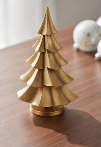 OEM Centre de table festif moderne en aluminium doré, motif cannelé, pour Noël, décoration de maison en métal, vente en gros usine - Product Image 2