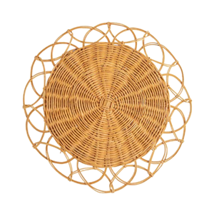 Handcrafted Floral Rattan Placemat Heat Resistant Wicker Charger <b>Plate</b>, Rustic Boho Dining Table <b>Mat</b> Manufacturer Vietnam - Product Image 2