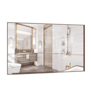 Oversized 60*36 <b>Rectangle</b> Modern Bathroom <b>Wall</b> <b>Mirror</b> with Walnut Frame Decorative Large <b>Mirror</b> for Living Room and Bedroom - Product Image 3