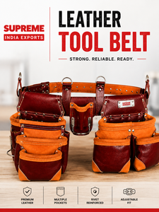 Heavy Duty Leather <b>Tool</b> <b>Belt</b> | Professional Carpenter <b>Tool</b> Pouch | Adjustable Work <b>Belt</b> | Multi Pocket <b>Tool</b> Holder | OEM Availab - Product Image 1