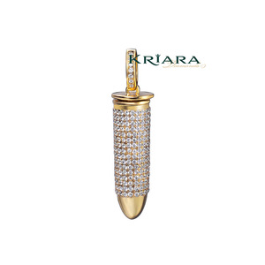 Colgante de Lujo Unisex de Plata 925 Bañado en Oro de 18K con Moissanita de Corte Brillante Redondo y Diseño de Púa Estilo Hiphop para Uso Diario - Product Image 3