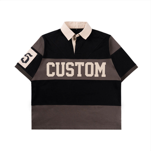 Oversized Short Sleeve T-Shirt <b>Men</b> Street Style Contrast Trim Applique Number 15 Back Logo Woven Cotton - Product Image 3