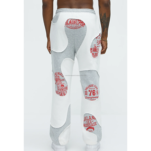 Pantalones de chándal acampanados apilados de pierna ancha con logotipo personalizado de trabajo de panel vintage 100% algodón de cintura media para hombre más vendidos - Product Image 3