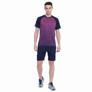 Men's <b>Raglan</b> Sleeve T-Shirt O-Neck Color Blocked Knitted Quick Dry Regular Fit Solid Purple Navy Short Sleeve Casual Sport <b>Top</b> - Product Image 4