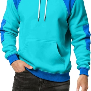 เสื้อฮู้ดผู้ชายสีดำ แขนเสื้อแบบแร็กแลน สีพื้น ทรงลำลอง ใส่ได้ทุกวัน เหมาะสำหรับฤดูใบไม้ร่วง ผ้าเฟรนช์เทอร์รี่ ถักแบบพูลโอเวอร์ - Product Image 6