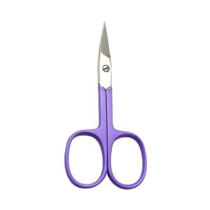 Ciseaux de maquillage en acier inoxydable avec poignée violette, pointe pointue, pour la coupe des sourcils et des cils, outil professionnel de toilettage du visage - Product Image 1