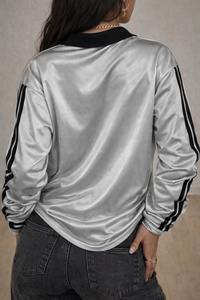 Maillot de sport personnalisé en satin brillant pour femme, à manches longues, col en V, style streetwear décontracté, fournisseur en gros, maillot de football américain - Product Image 2