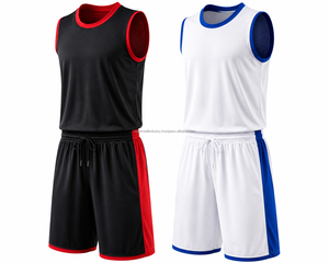Ensemble de maillot de basket-ball unisexe, débardeur sans manches avec short à cordon de serrage, vêtements de sport en polyester à séchage rapide et évacuation de l'humidité - Product Image 1
