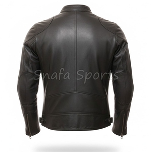 Veste en cuir de motard vintage pour homme, design hivernal, cuir d'agneau personnalisé avec détails matelassés, en vente - Product Image 2