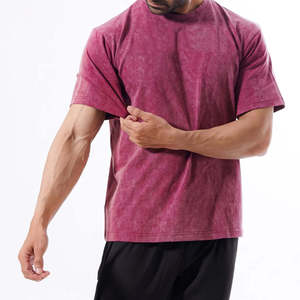 Wholesale Men's <b>Acid</b> Wash T-Shirts High Quality Custom Style Casual Breathable Eco-Friendly <b>Drop</b> Sleeve Plus Vintage look - Product Image 3
