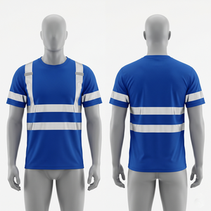 เสื้อยืดนิรภัยตาข่ายโพลีเอสเตอร์ 180 GSM สำหรับผู้ชาย สีส้ม แผ่นสะท้อนแสง พิมพ์โลโก้แบบซับลิเมชั่นตามสั่ง - Product Image 5