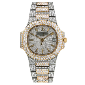 Reloj de Cuarzo de Acero Inoxidable con Diamantes Moissanite VVS, Edición Hip Hop, Correa de 20 mm, Esfera de Cristal - Product Image 1