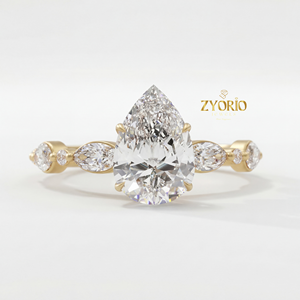 Pear Cut Lab Grown Diamond Engagement <b>Ring</b> 925 <b>Silver</b> Plated VS1 Clarity 0.89ct <b>Solitaire</b> Wedding <b>Ring</b> Women Luxury Bridal Party - Product Image 6